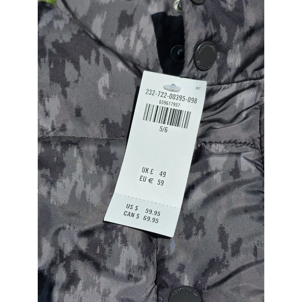 Abercrombie Kids Gray Camo Puffer Fleece Lined Vest Size 5/6 NWT